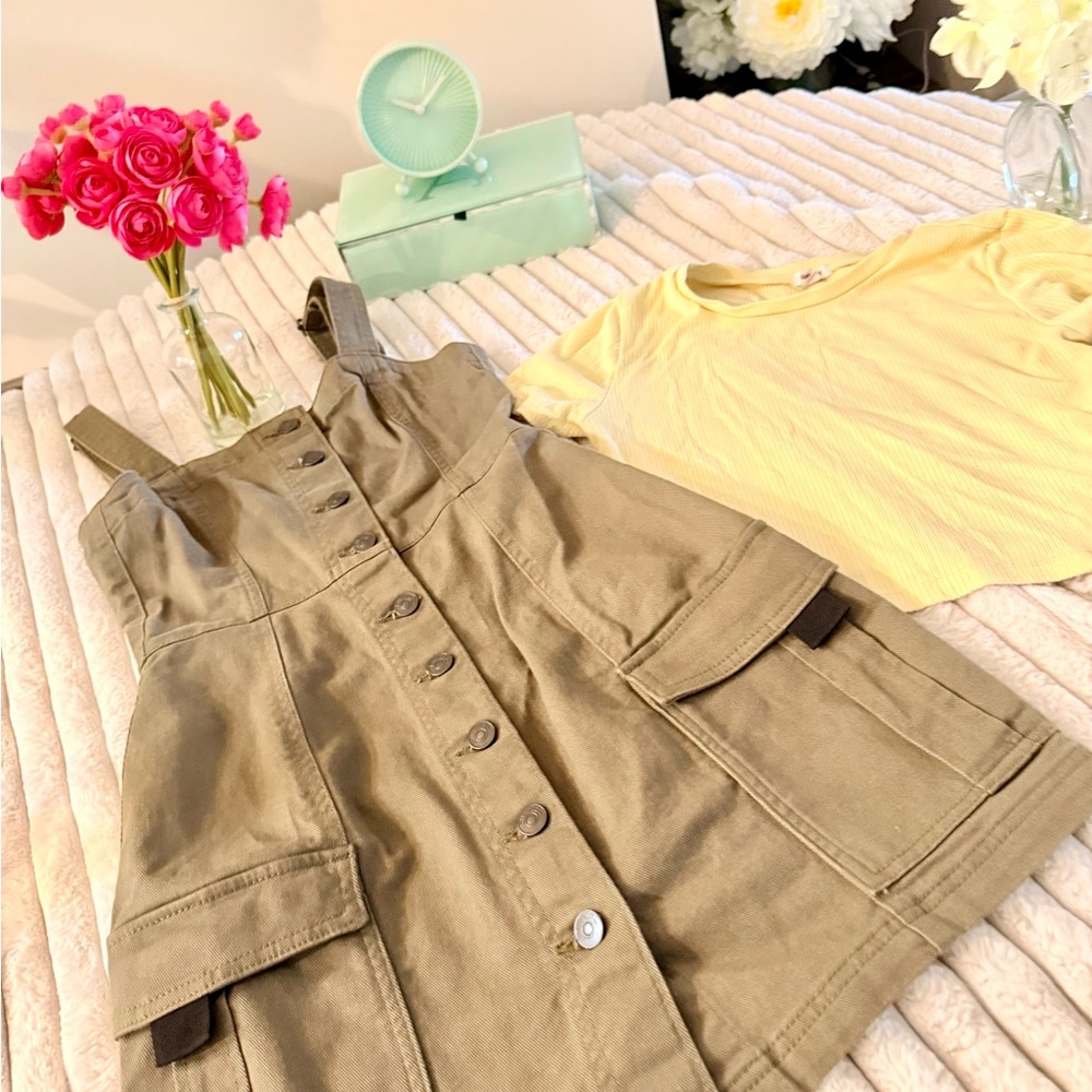 H&M Olive Green Belted Dress